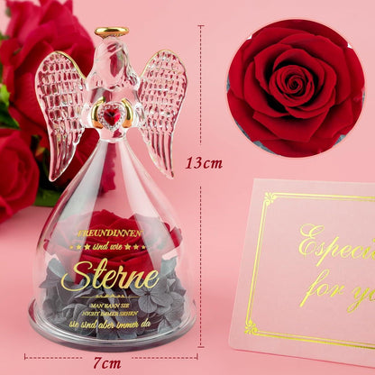 Ewige Rose Engel Freundinnen Geschenk Set Grußkarte – Echte