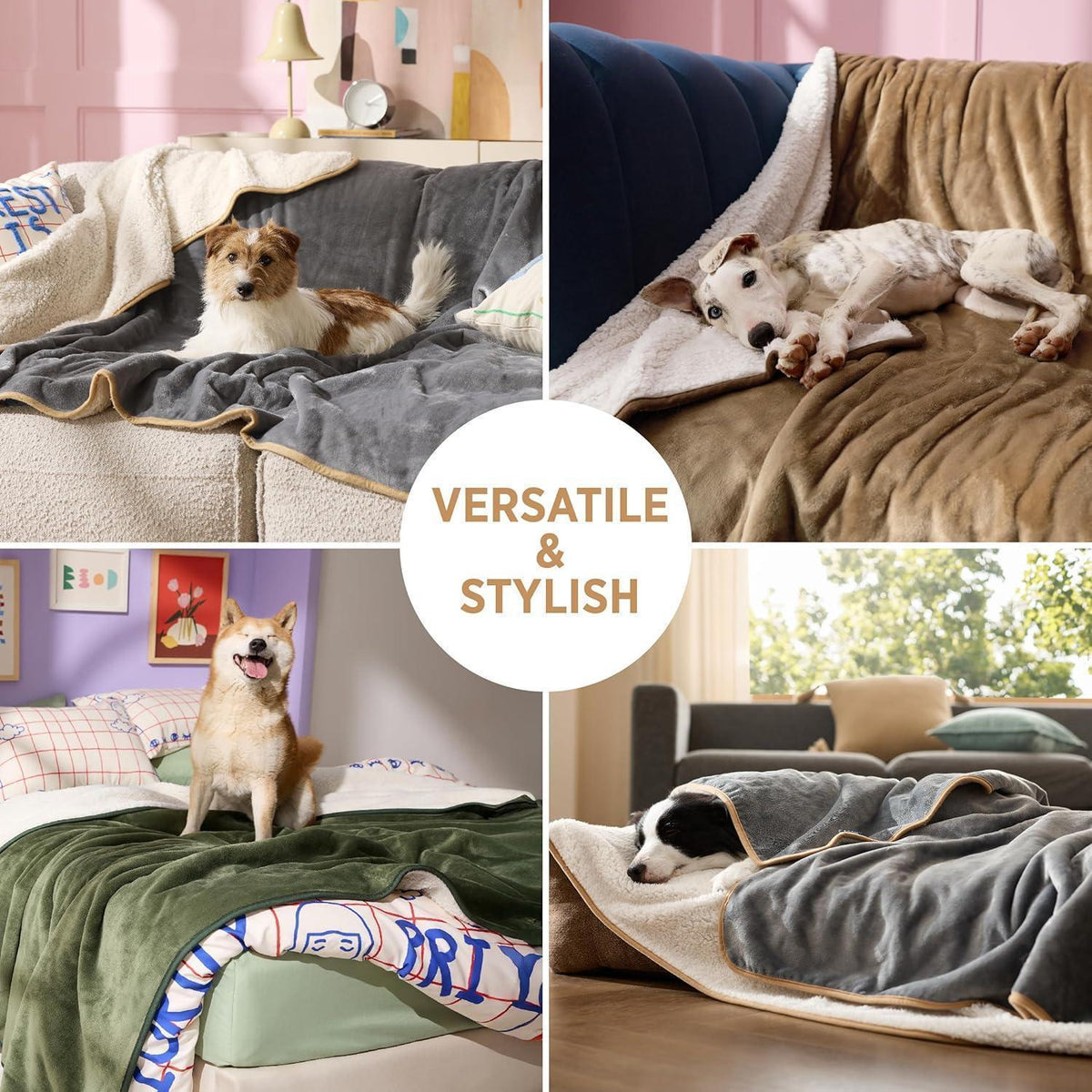 Wasserdichte Hundedecke Sherpa Fleece Cremefarben 80x60cm
