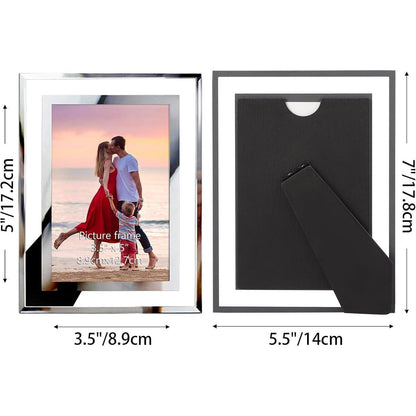 Glas Bilderrahmen Set Silber 9x13 cm - Fotorahmen für Fotos