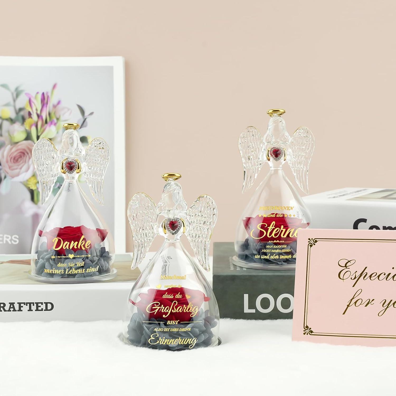 Ewige Rose Engel Figur Danke Geschenk für Frauen Geburtstag Weihnachten