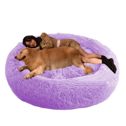 Rundes Hundebett Lila Ø120cm – Orthopädisches Haustierbett