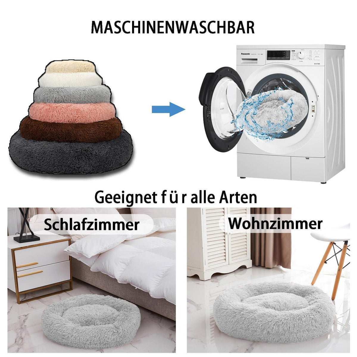 Rundes Hundebett Lila Ø120cm – Orthopädisches Haustierbett