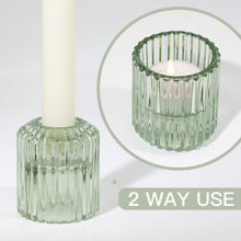 HofferRuffer Kerzenständer Glas in Grün 3er Set - Stabkerzen
