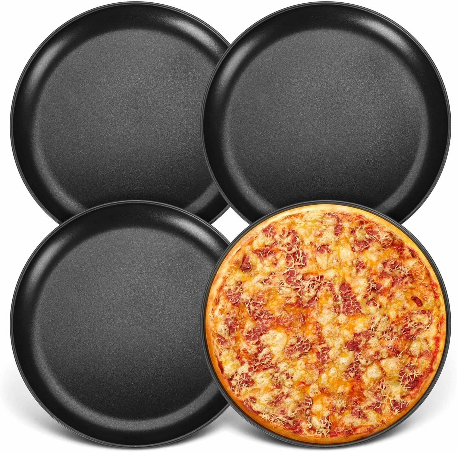 Pizzablech Set Antihaftbeschichtet Edelstahl Rund 30 cm 4er Pack