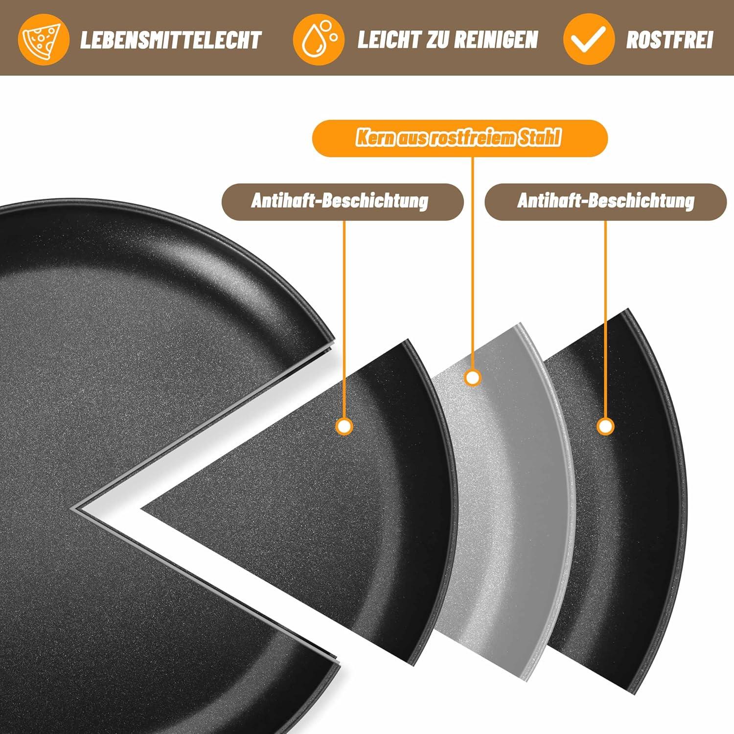 Herogo Pizzablech Set 4er ∅ 30 cm Schwarz Edelstahl