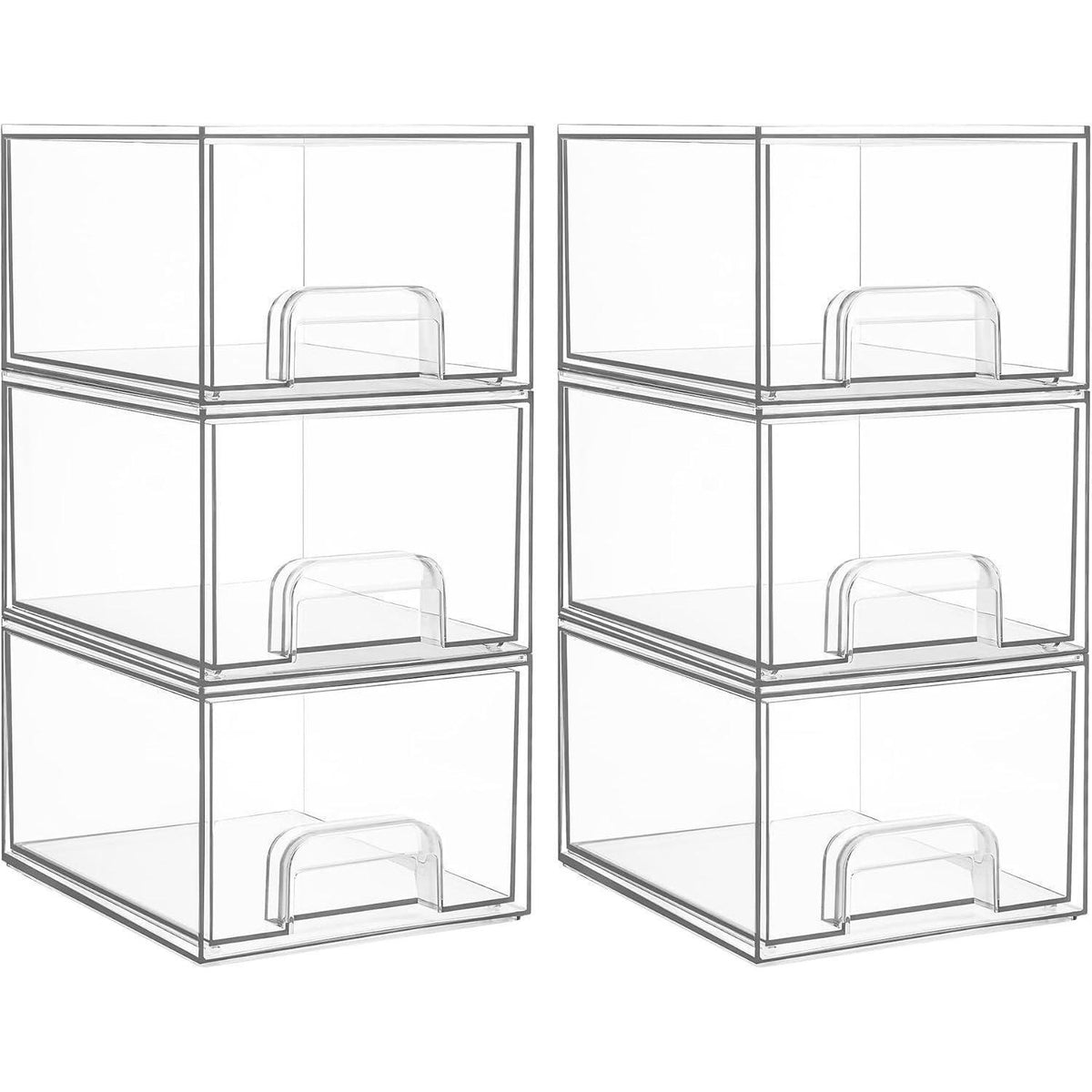 Stapelbare Schubladen-Organizer aus Acryl, 6er-Set, transparent