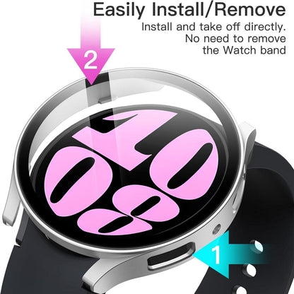 JETech Hülle Samsung Galaxy Watch 6 40mm Schutzhülle Glas Displayschutz Silber