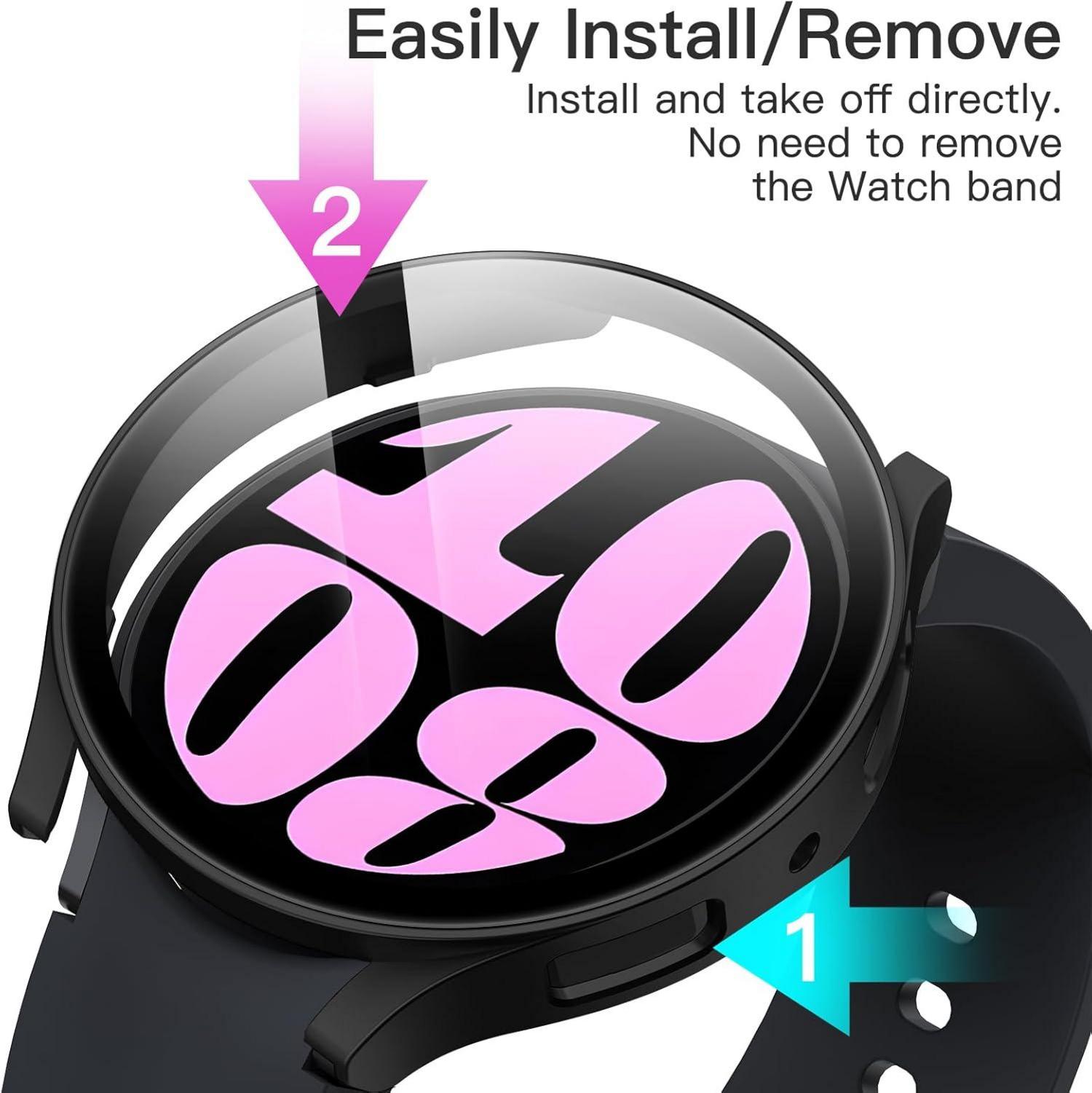 Schutzhülle mit Schutzfolie für Samsung Galaxy Watch 6 40mm Schwarz 2er Pack