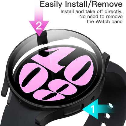 Schutzhülle mit Schutzfolie für Samsung Galaxy Watch 6 40mm Schwarz 2er Pack