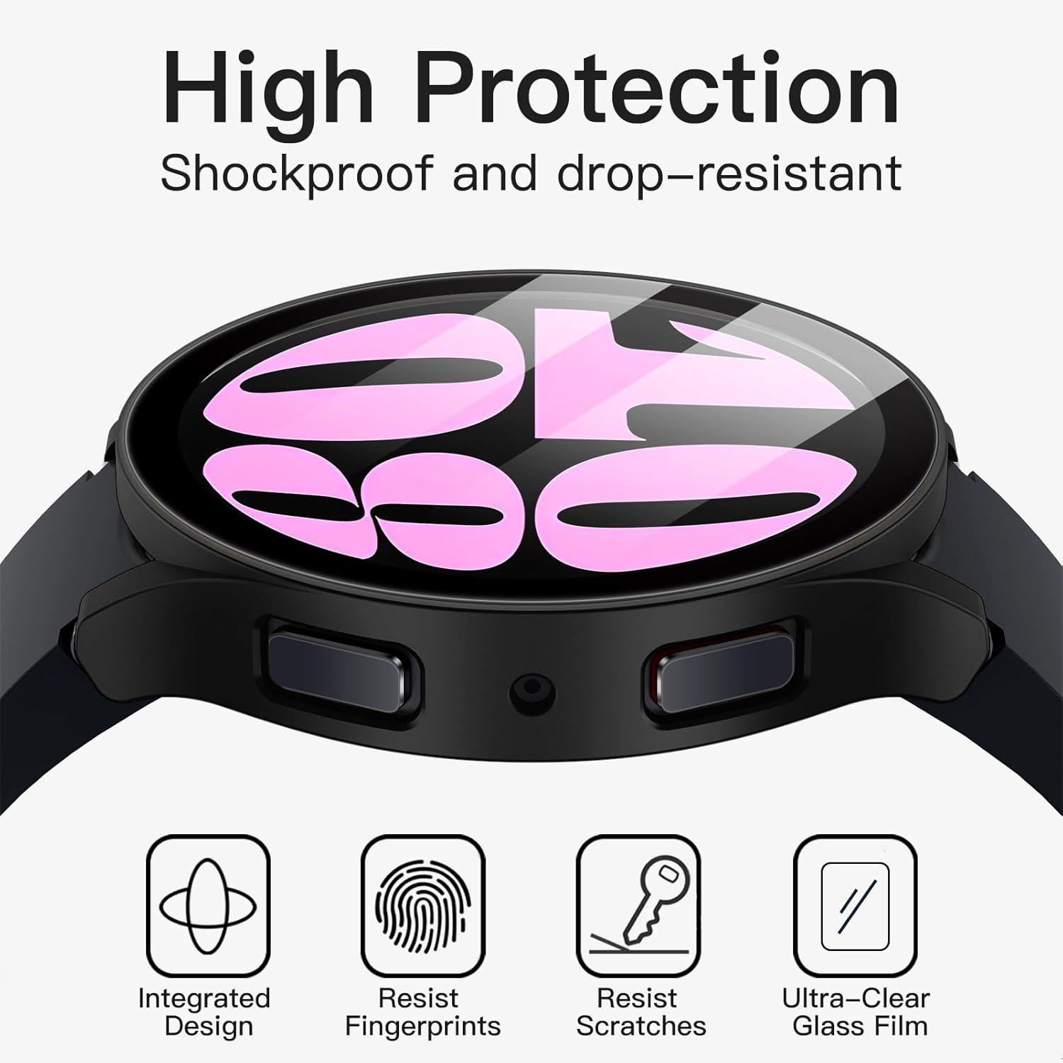 Hülle Samsung Galaxy Watch 6 40mm Schutz Glas Schwarz