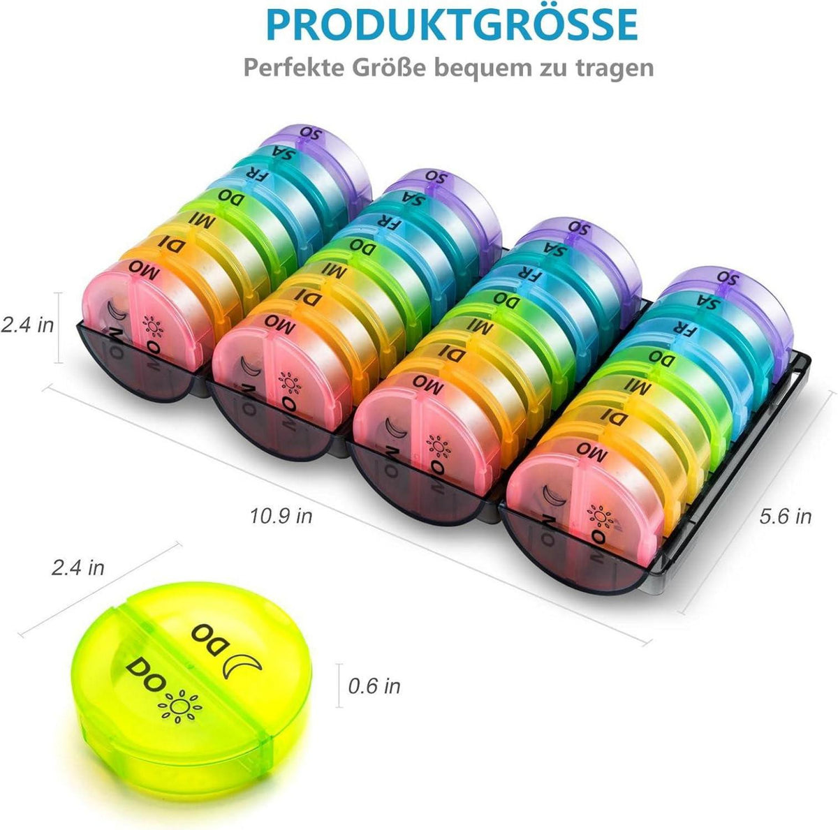 Monatlicher Pillen-Organisator 28 Tage Pillendose für Morgens und Abends