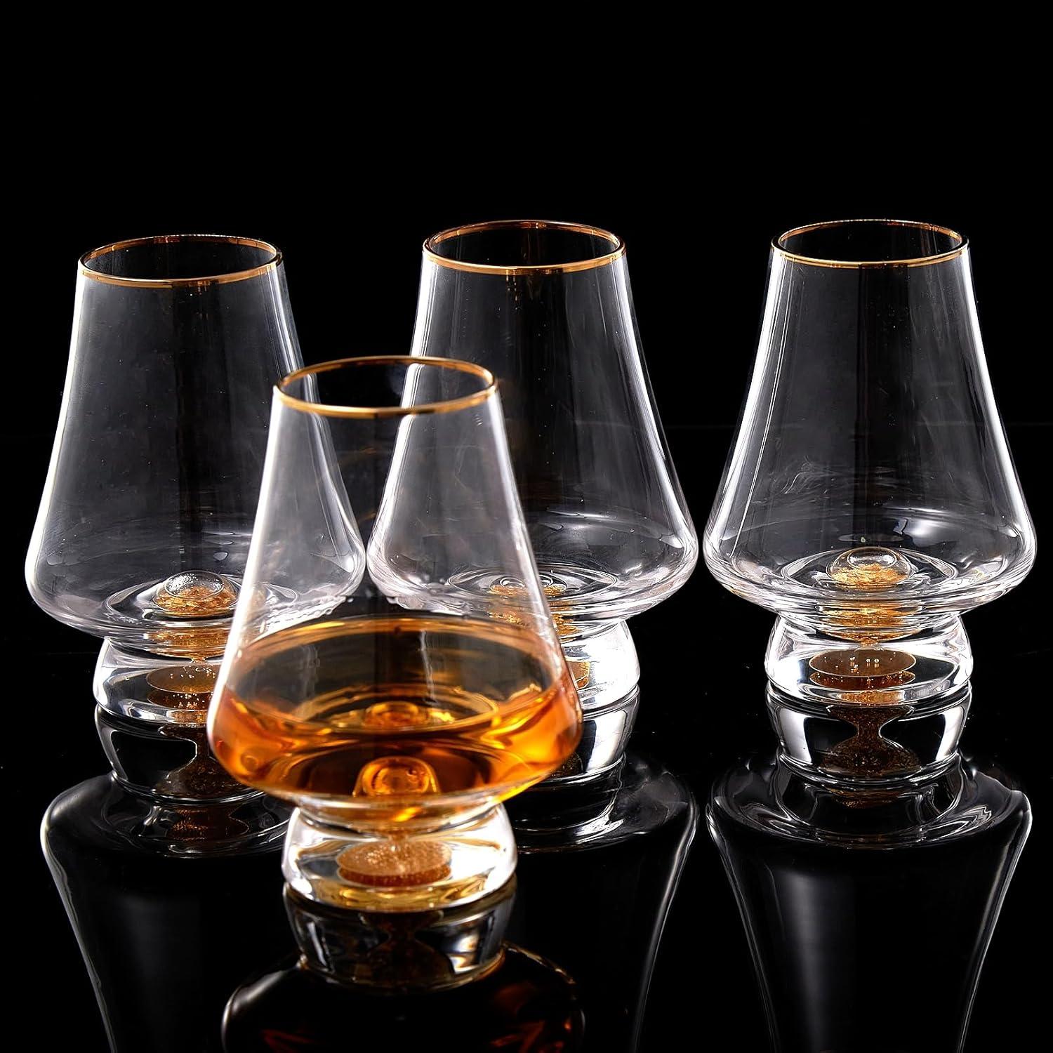 Whisky Gläser 4er Set Kristall 24K Blattgold Snifter Glas luxuriös