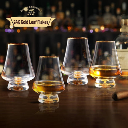 DUJUST 4er Set Kristall Whiskey Gläser 235ml 24K