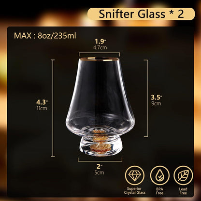DUJUST Whiskey Gläser 2er Set 235 ml Kristall Brandy Cognac Bourbon Tequila
