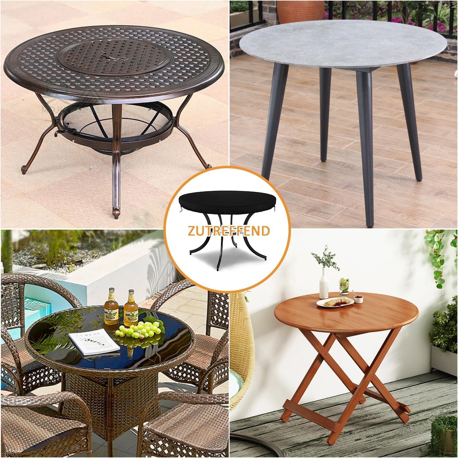 Tischplatte Abdeckung Gartenmöbel Winterfest 600D Oxford Rund Ø102x10cm