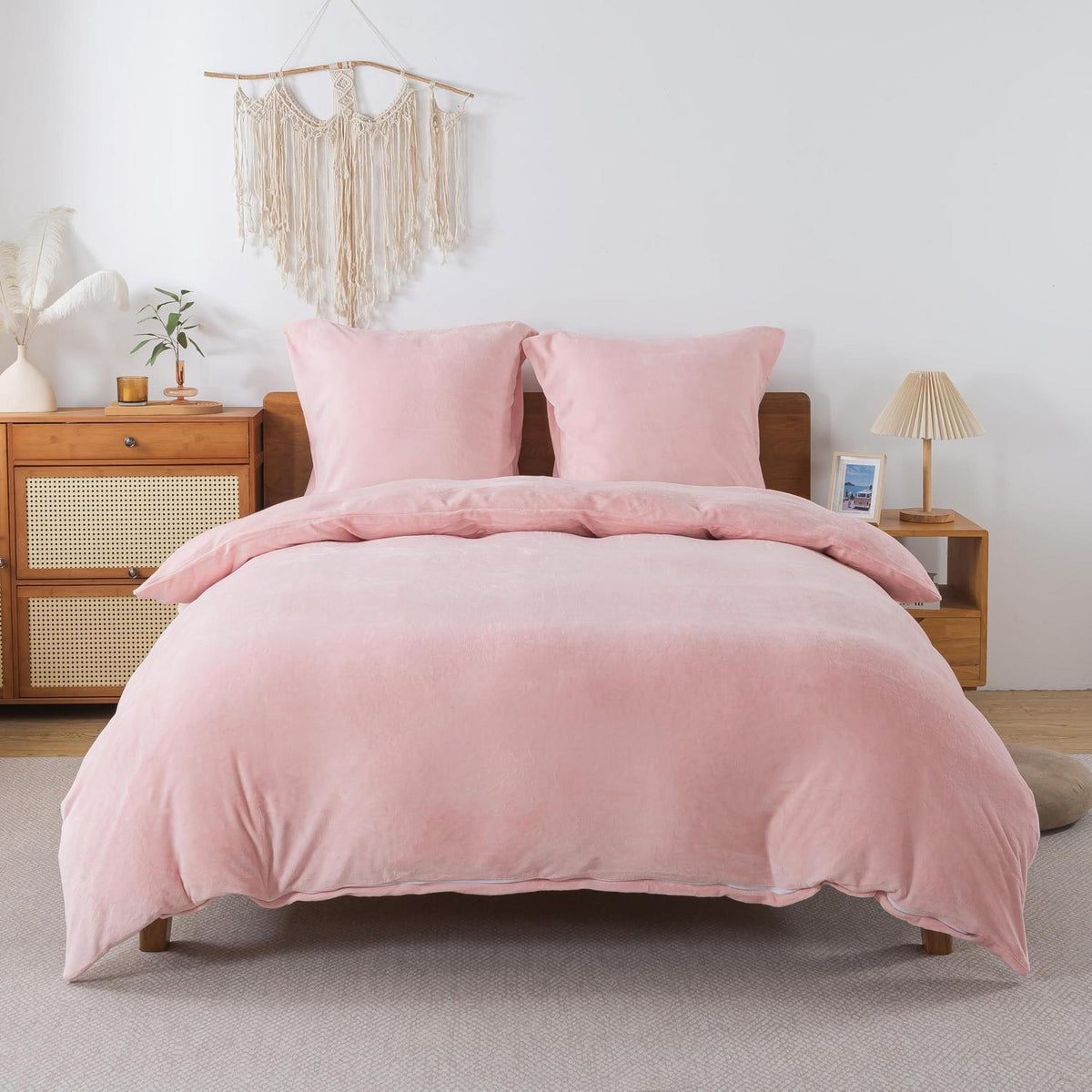 Flauschige Bettwäsche 135x200 cm Rosa - 2tlg. Winter Biber Set