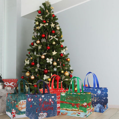 10Stück Große Weihnachts Geschenktüten Vliesstoff Einkaufstasche faltbar