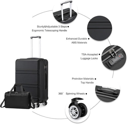 KONO Reisekoffer Set Mittelgroß 65cm Rollkoffer Ryanair Reisetasche