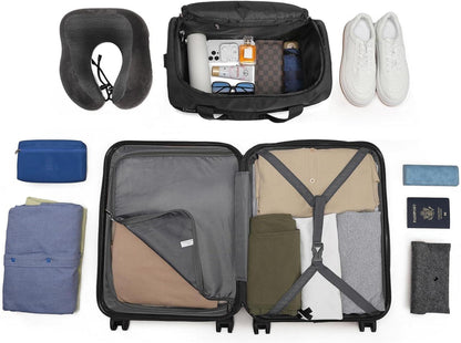 KONO Handgepäck-Koffer Trolley Set 2 Teilig, Schwarz 55cm