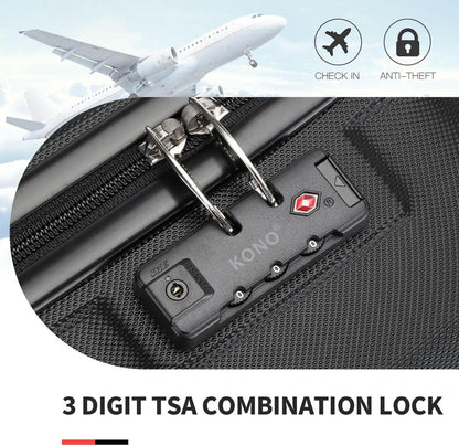 KONO Groß Reisekoffer Set 2tlg. 74cm Trolley mit Ryanair Reisetasche Schwarz Gepäck-Sets