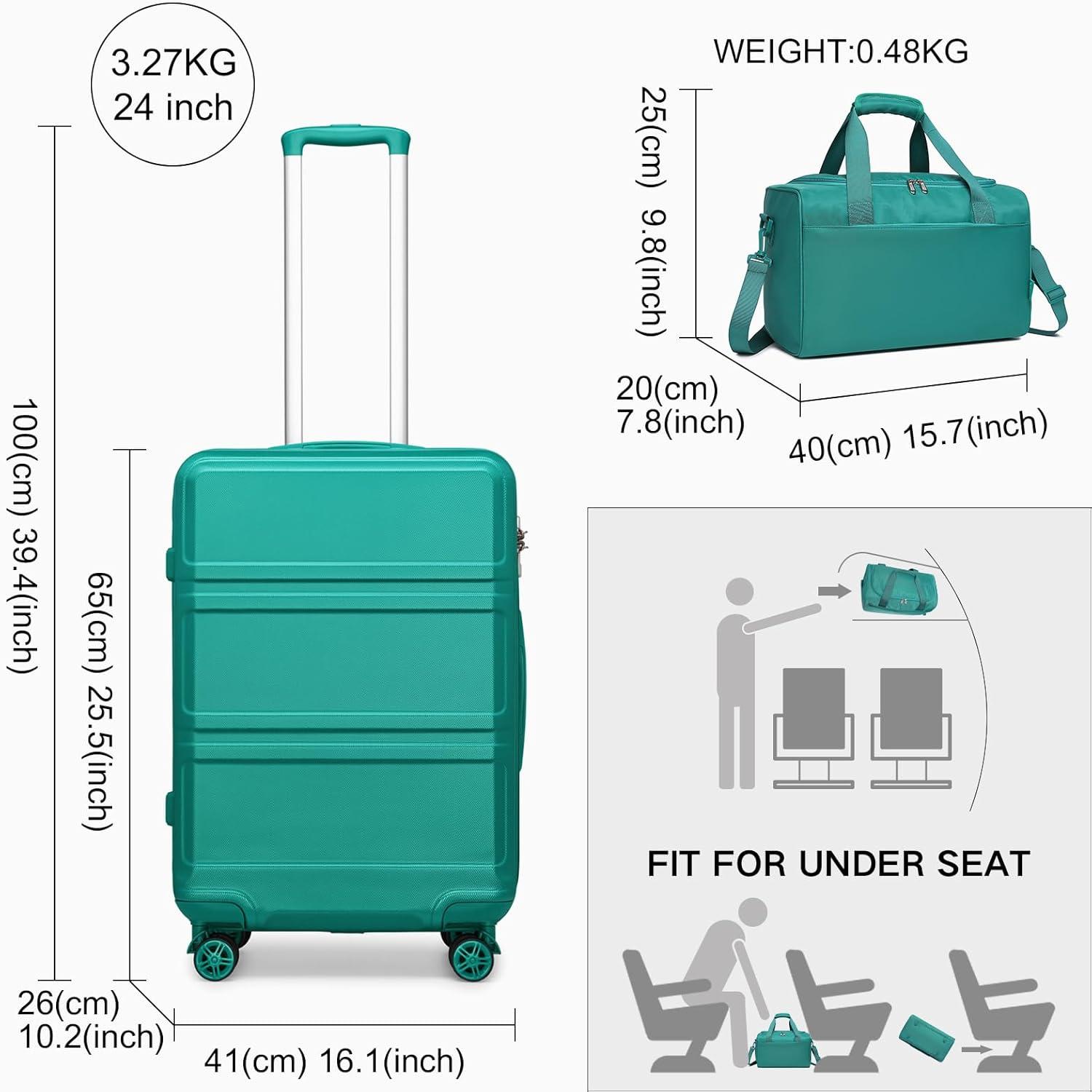 KONO Mittelgroß Reisekoffer Rollkoffer Set Türkis 65cm