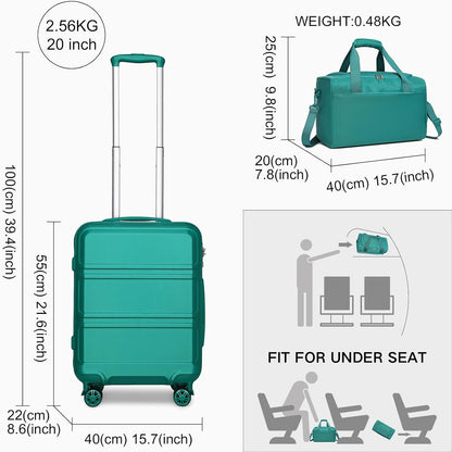 KONO 55cm Rollkoffer Handgepäck Trolley Set Türkis