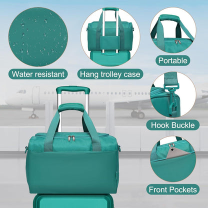 KONO Rollkoffer Handgepäck Trolley Set 2 Teilig Türkis 55cm