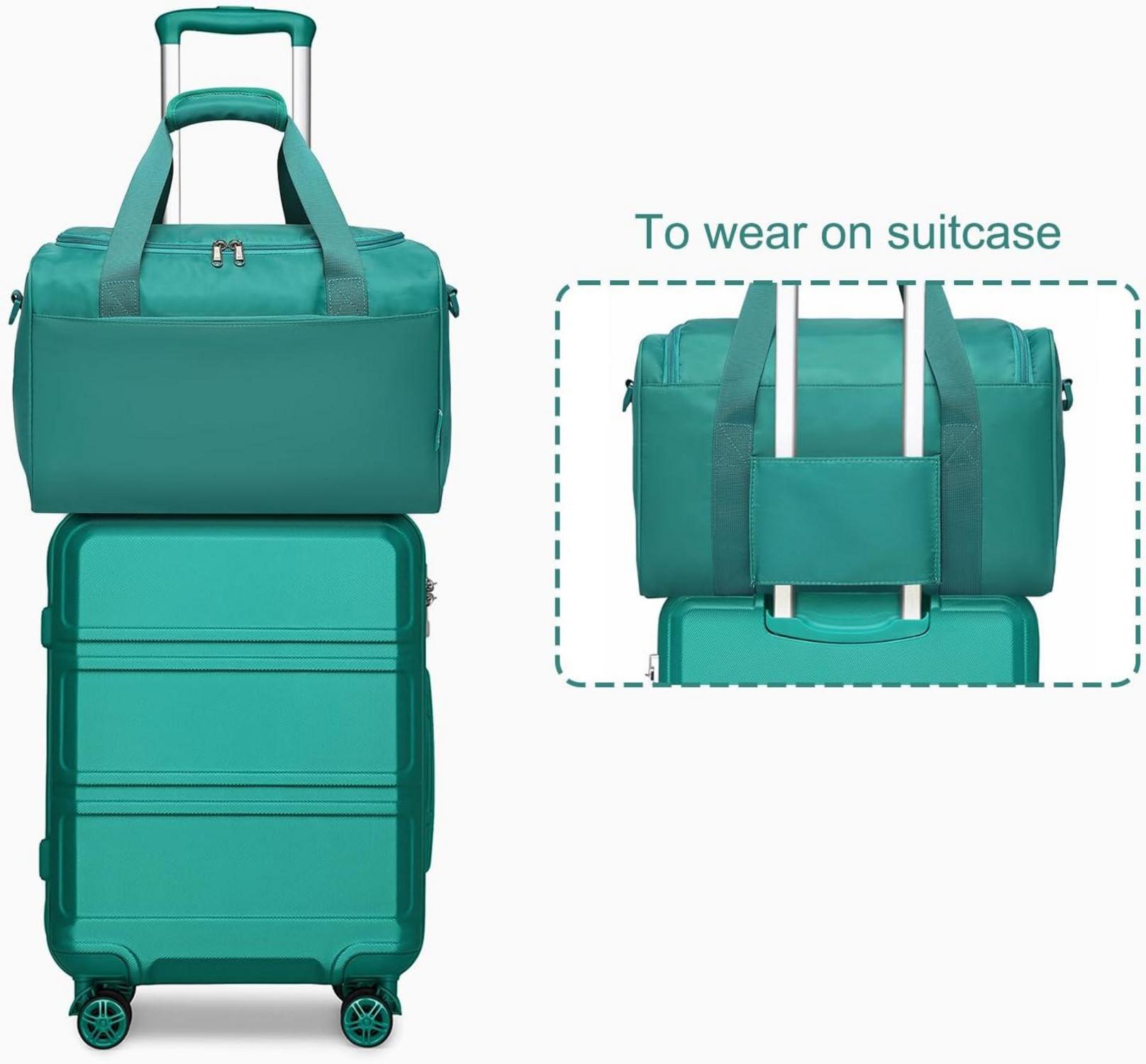KONO 55cm Rollkoffer Handgepäck Trolley Set Türkis 2 teiliges Gepäck-Sets