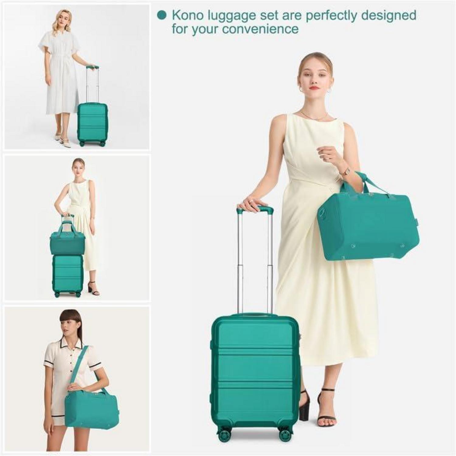KONO 55cm Rollkoffer Handgepäck Trolley Set Türkis 2 teiliges Gepäck-Sets
