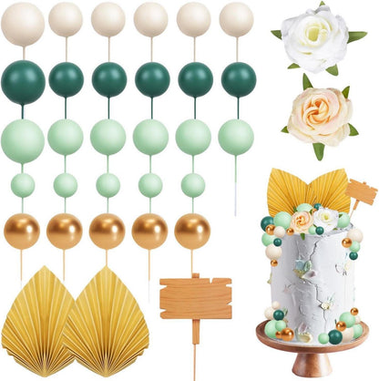 Tortendeko Kugeln Palmblätter Blumen Cake Topper Geburtstag Hochzeit