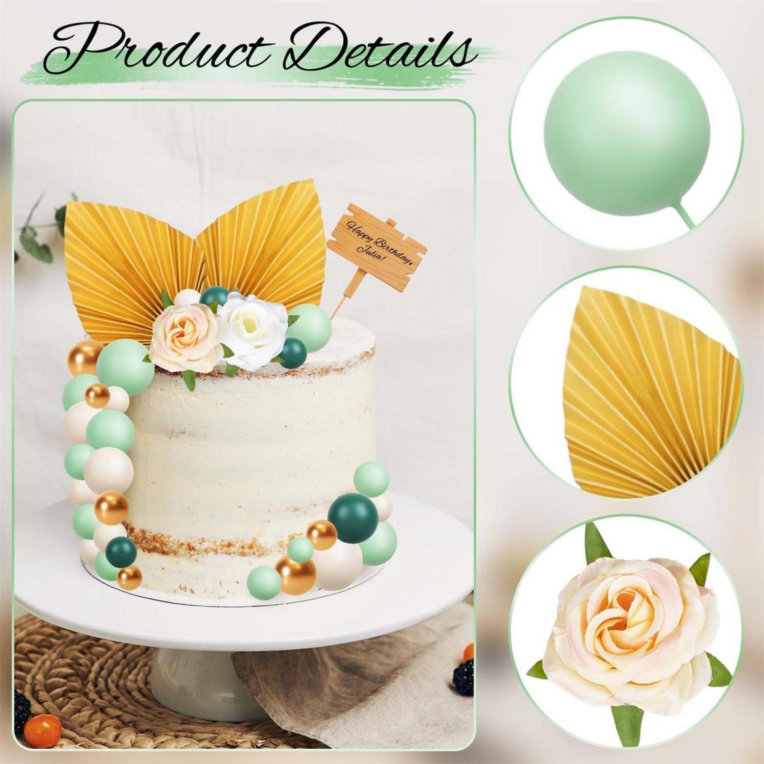 Tortendeko Kugeln Palmblätter Blumen Cake Topper Geburtstag Hochzeit