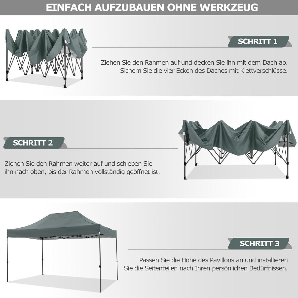 Faltpavillon 3x4,5m mit Seitenwänden – Wasserdicht & Stabil