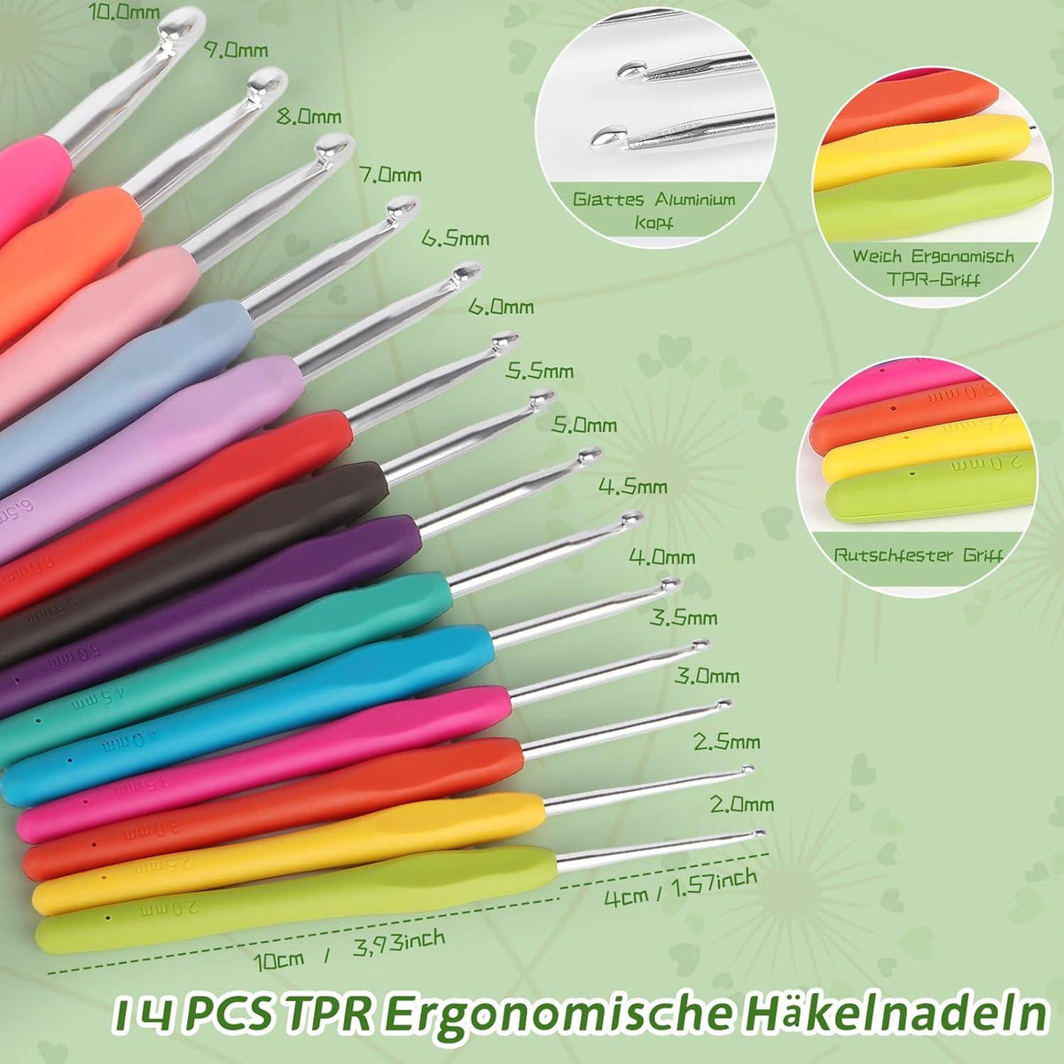 97-teiliges Häkelset mit 30 Acrylwolle, Ergonomische