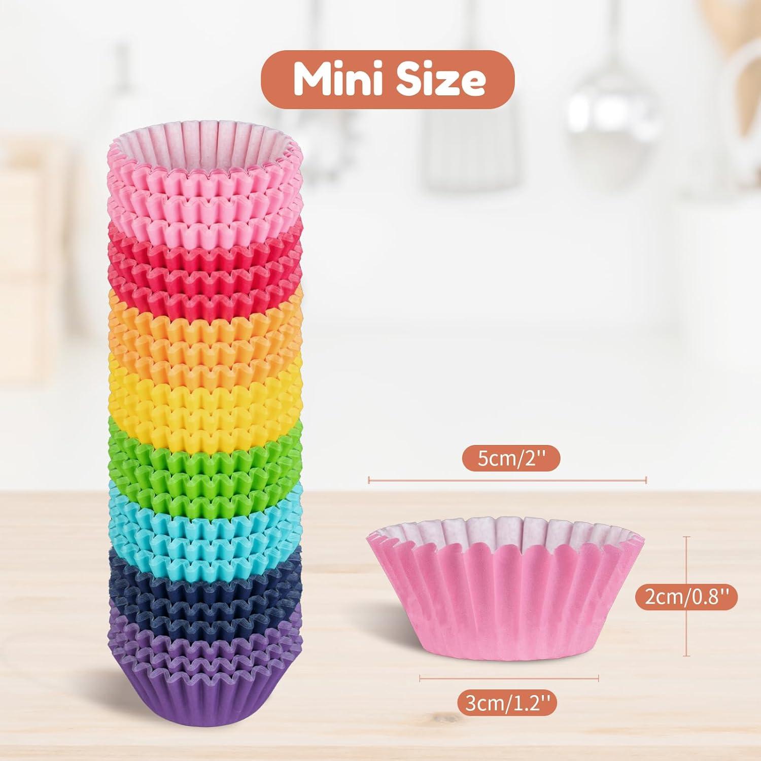 600 Stück Mini Cupcake-Förmchen in 8 Regenbogenfarben Lila