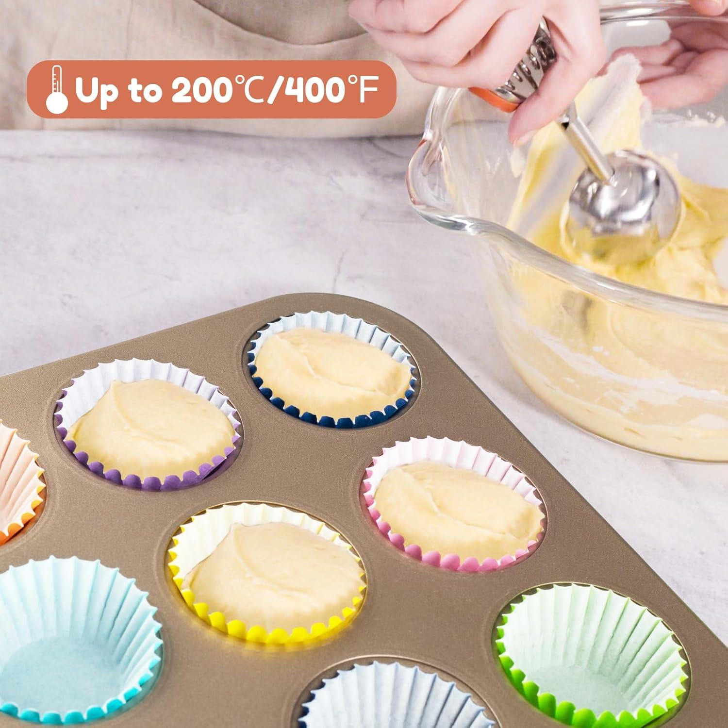 Parmedu Mini Muffin Papier Cupcake Förmchen Set 600 Stück - 8 Regenbogenfarben