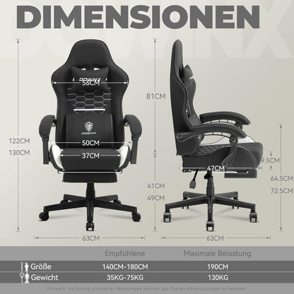 Dowinx Gaming Stuhl Bürostuhl mit Massage Kopfstütze