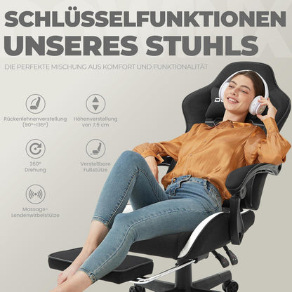 Dowinx Gaming Stuhl Bürostuhl mit Massage Kopfstütze