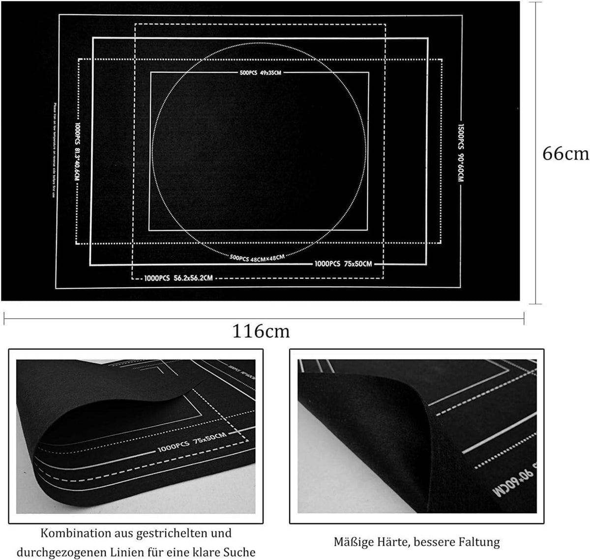 Puzzlematte für 1500 Teile Anti-Leck-Design in Schwarz