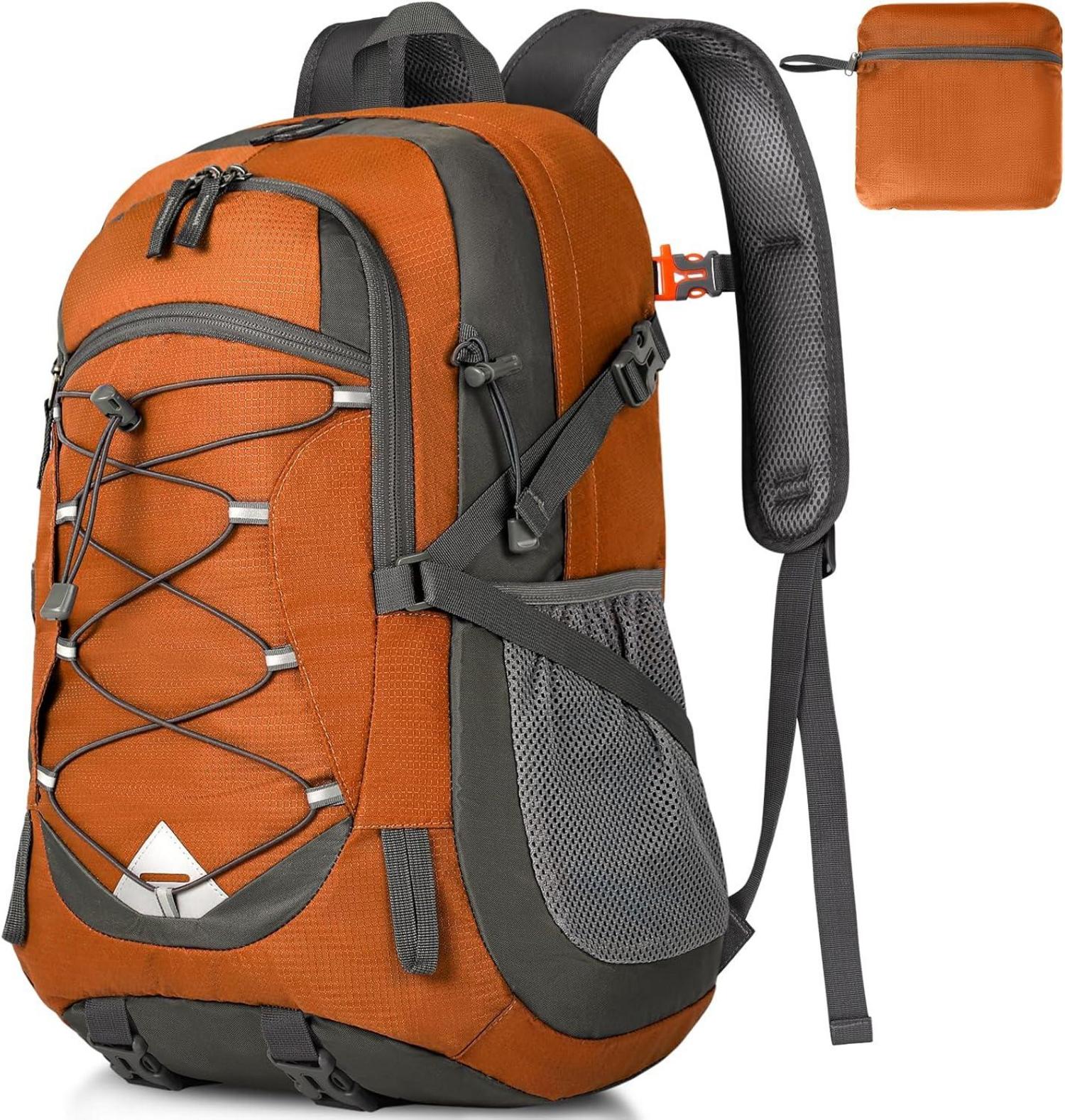 Leichter Wanderrucksack 40L Wasserdicht Orange Reflexstreifen