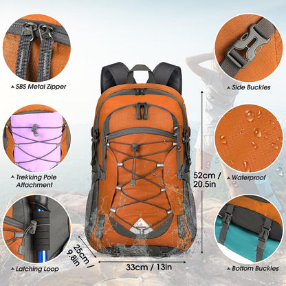 Leichter Wanderrucksack 40L wasserdicht faltbar Orange