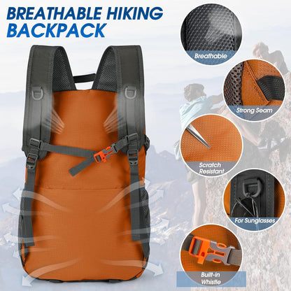 40L Wasserdichter Leichter Wanderrucksack Herren Damen Orange