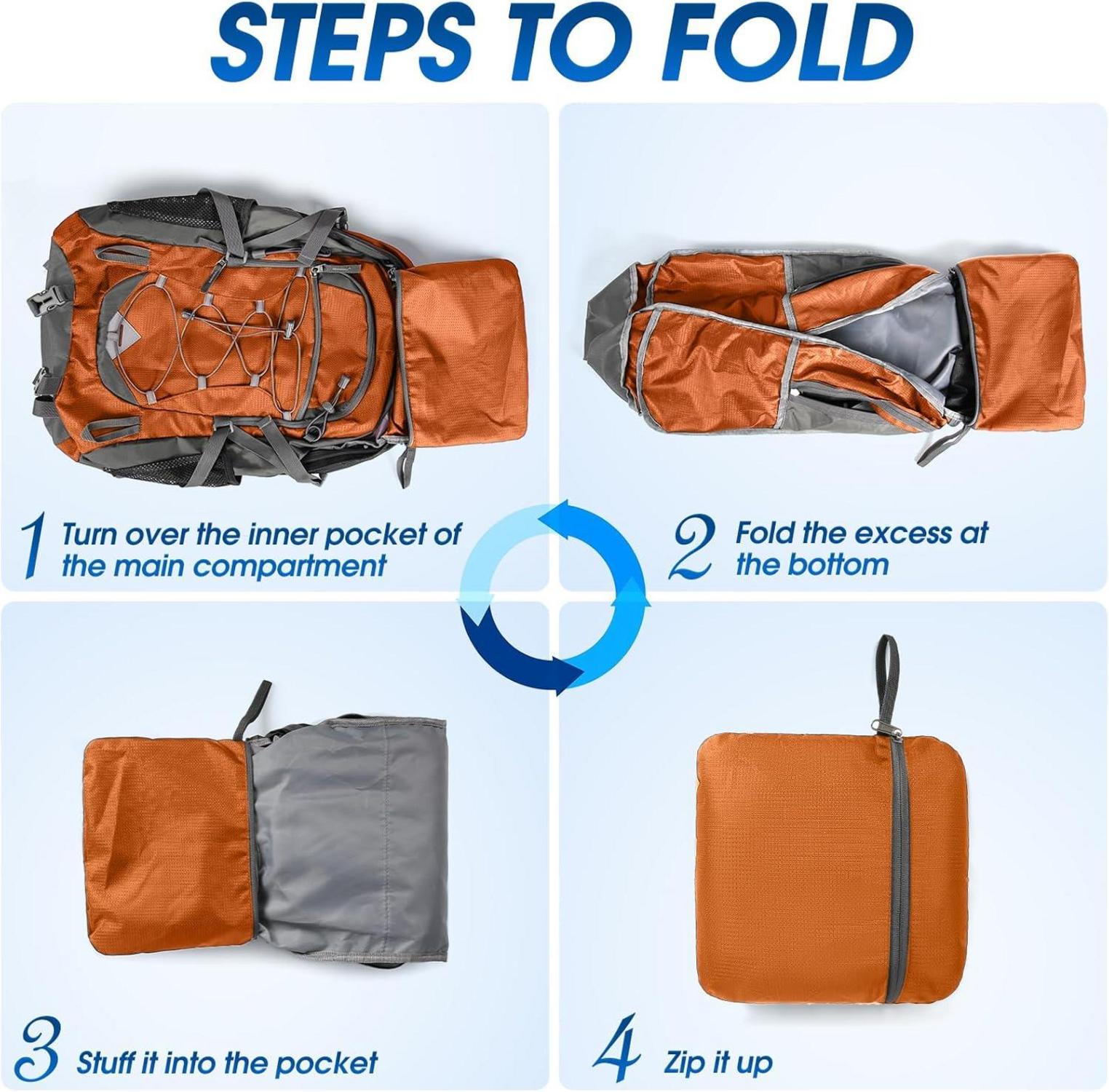 Wanderrucksack 40L Wasserdicht Leicht Faltbarer Trekkingrucksack