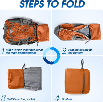 Wanderrucksack 40L Wasserdicht Leicht Faltbarer Trekkingrucksack