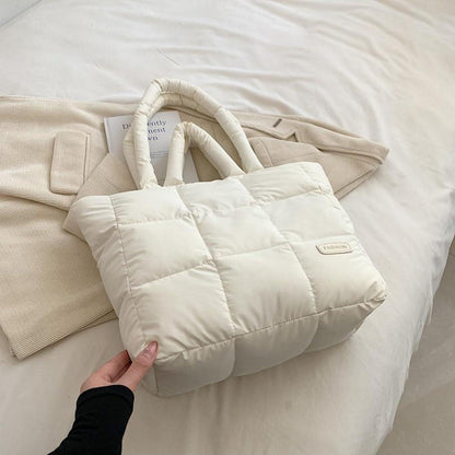 Damen Puffer Tote Bag mit Reißverschluss, Große Gesteppte