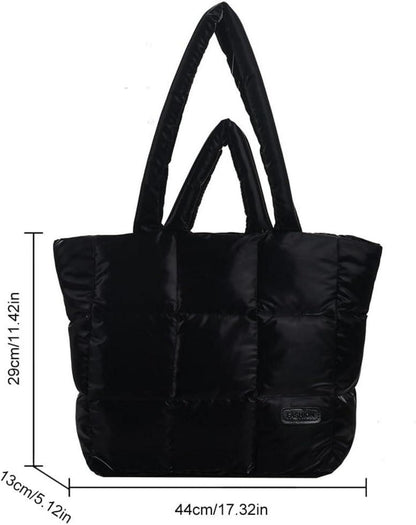 TIAASTAP Puffer Bag Damen Groß Shopper Einfarbig Stepptasche Schwarz