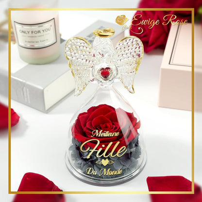 Beste Tochter Geschenk: Engel Figur mit Spruch & Ewige Blume, Geburtstagsgeschenk 18 Jahre