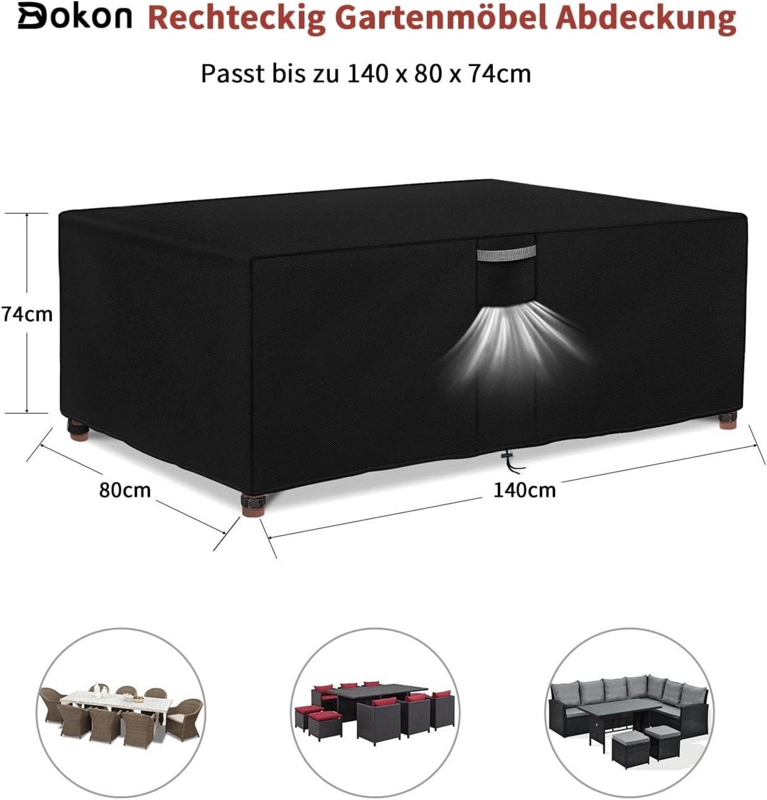 Dokon Abdeckung für Gartenmöbel 140x80x74cm