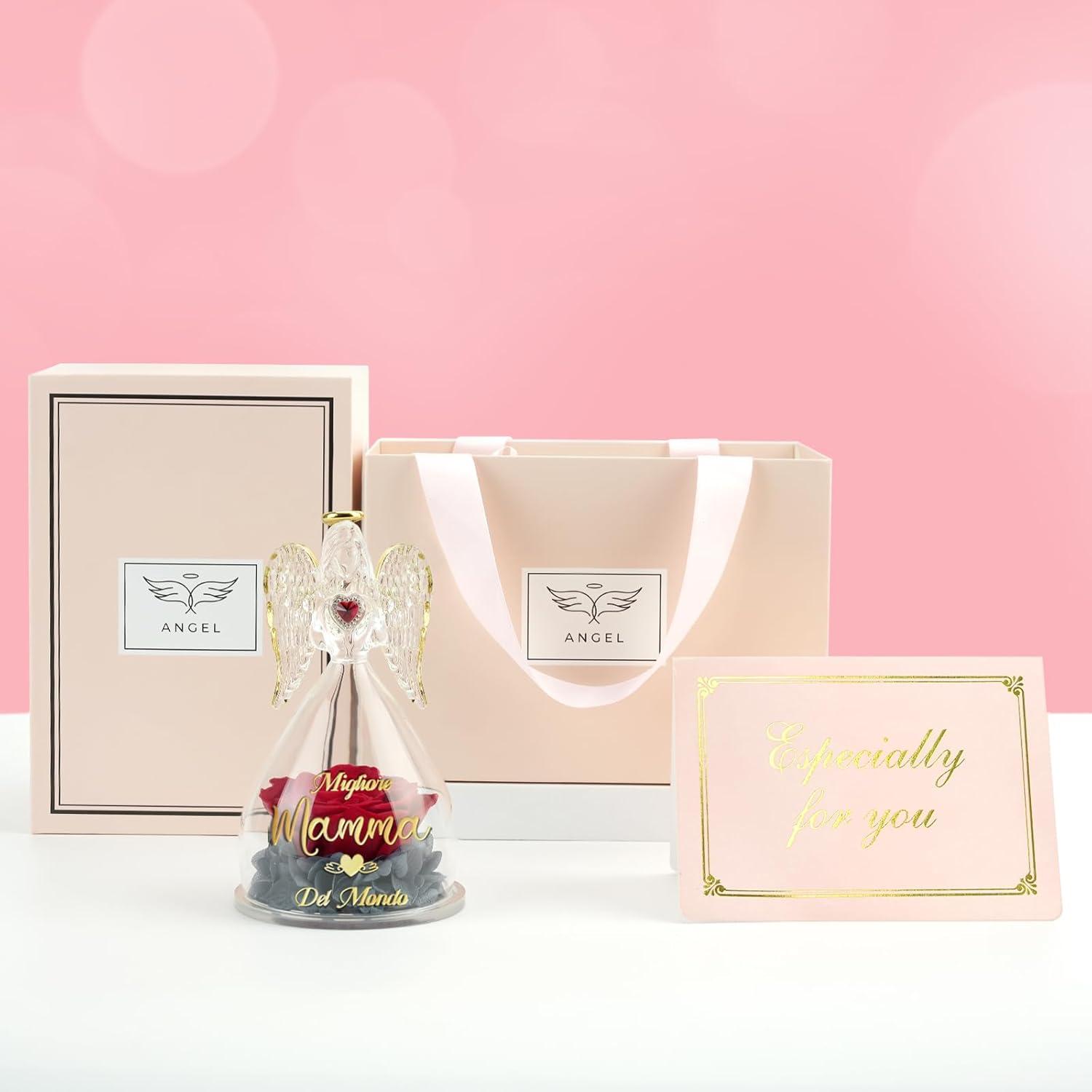 Sunia Beste Mama Geschenke Engel Figur Ewige Rose Glaskuppel