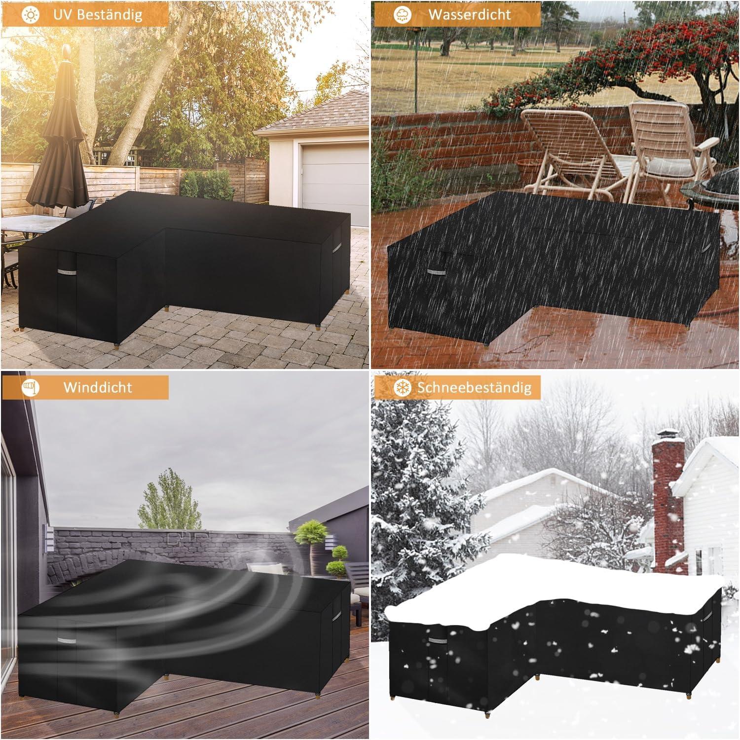 Dokon L-Form Gartenmöbel Abdeckung 600D Oxford Winterfest UV