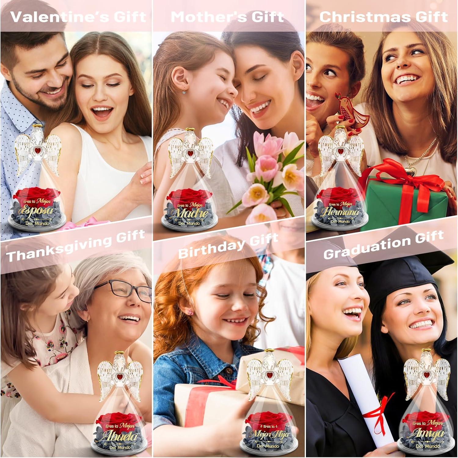 Schwester Geschenk Beste Schwester der Welt Engel Figur Ewige Rose Blume